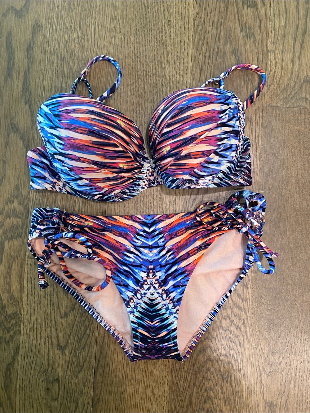 Raisins Multicolor Printed Bikini Set - Padded Underwire Top & Tie-Side Bottoms
